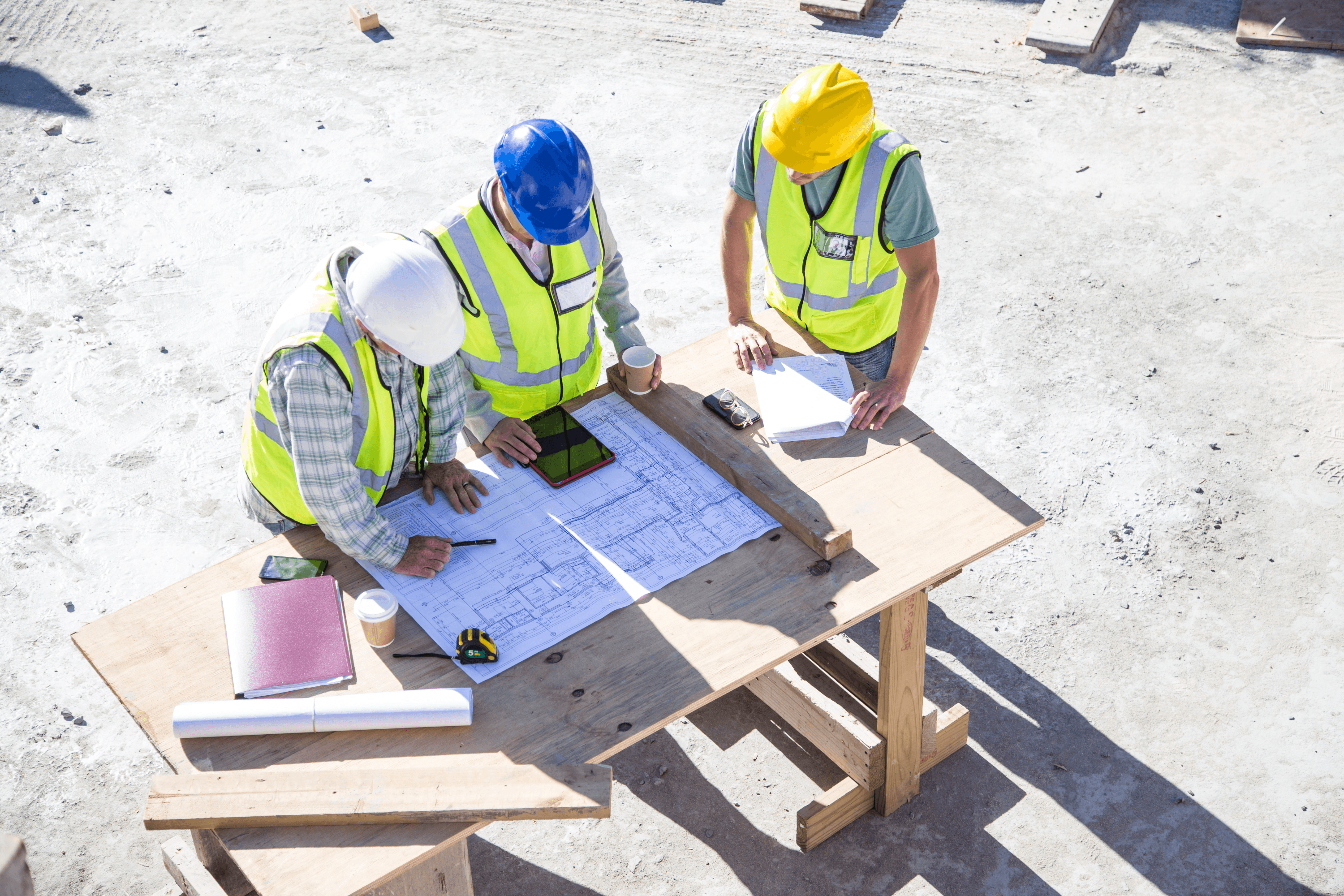 Revue de plans sur un chantier